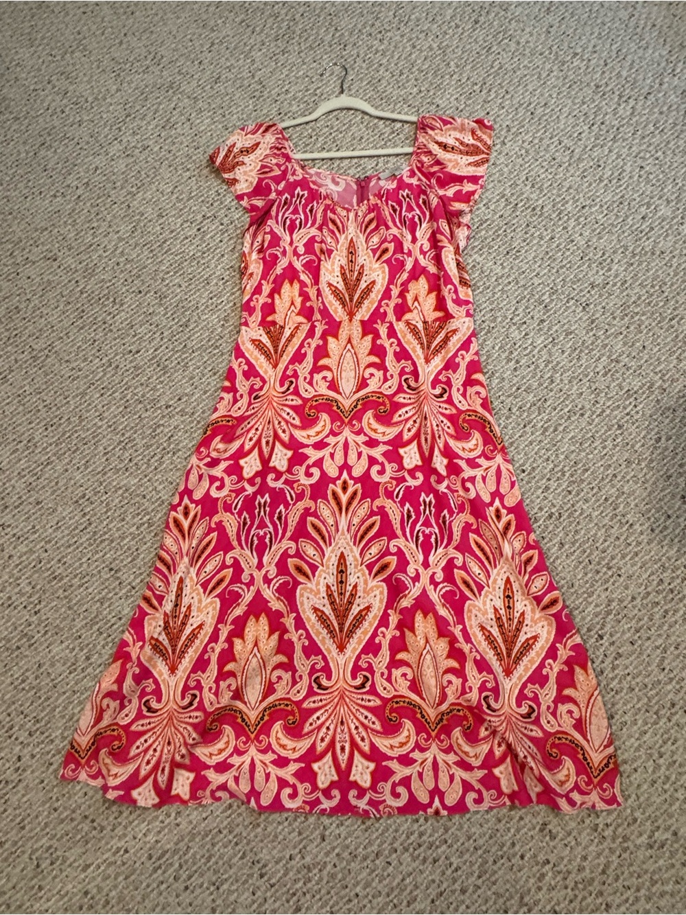 LOFT Pink and Orange Paisley maxi Sundress